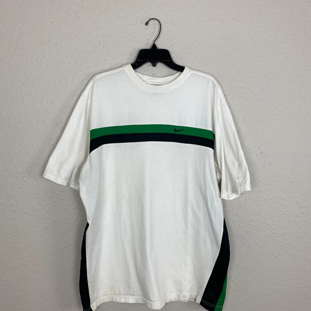 Vintage Nike Y2K Silver Tag Striped Shirt